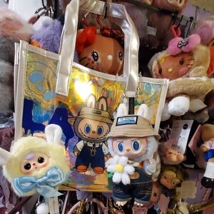 Clear Iridescent / Pearlized Tote Bag- Labubu (medium size)